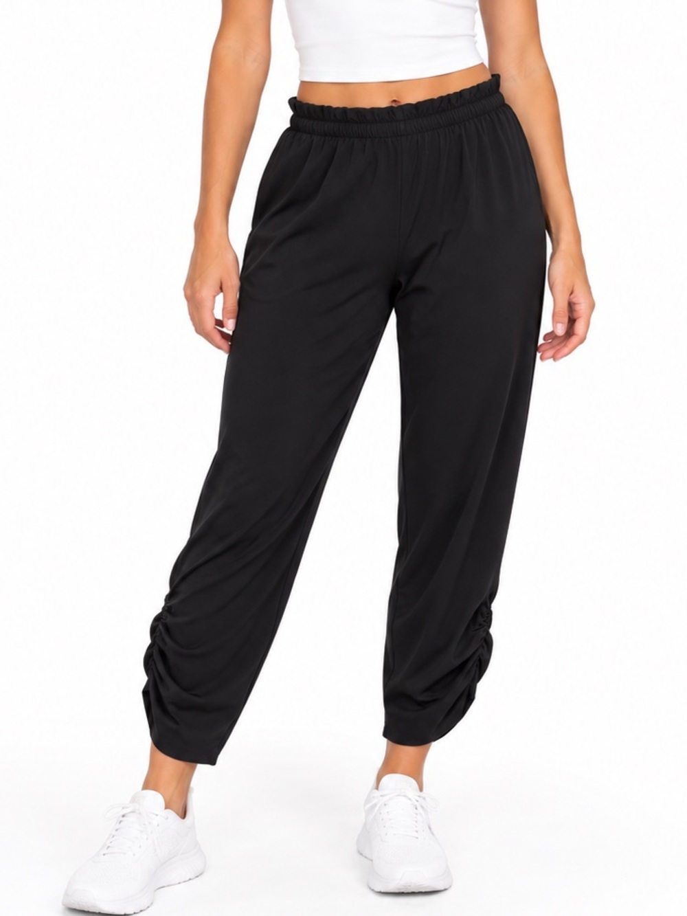 COOLIBAR Black Gisele Ruched pants Large 50 UPF